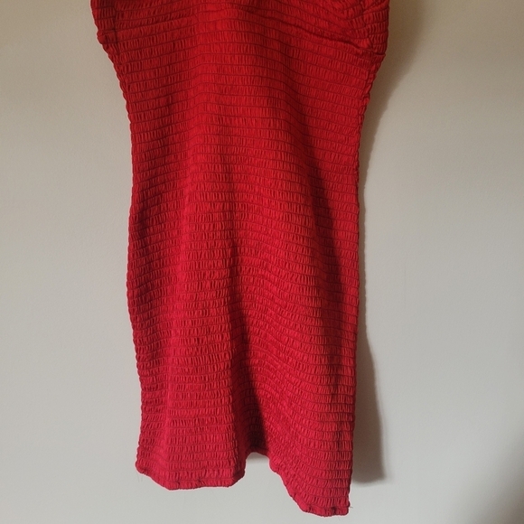 Free People Shirred Smocked Red Slinky Strappy Mini Dress Size XS - Picture 8 of 11
